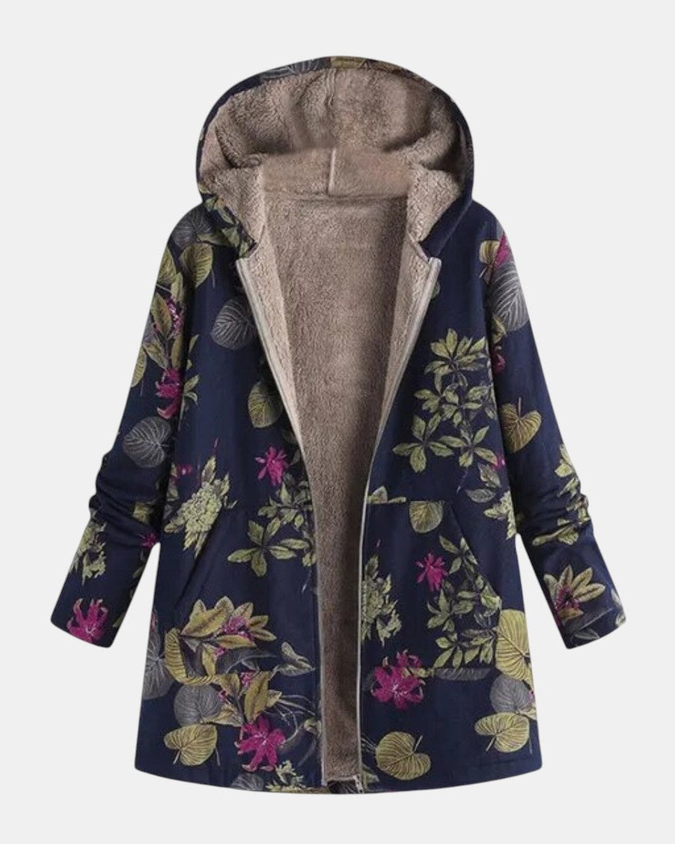 Aurora | Merensininen Kukallinen Plush Takki