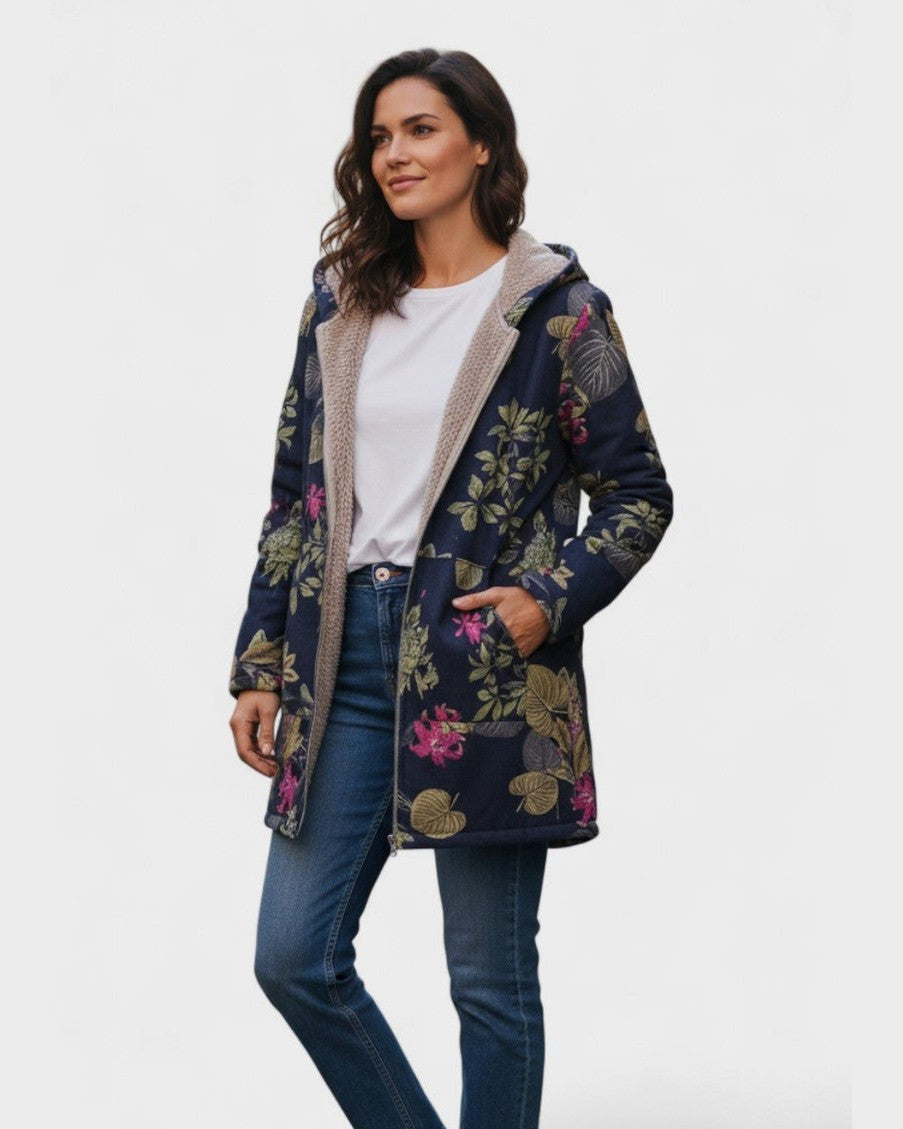 Aurora | Merensininen Kukallinen Plush Takki