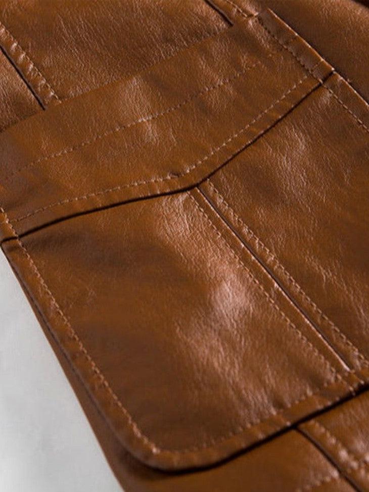 Jonas™ | Nahkatakki Karamellinvärinen