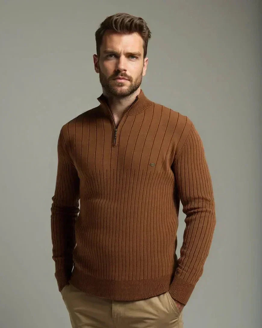 Mikkel™ | Puuvillaneule, jossa on puolivetoketju