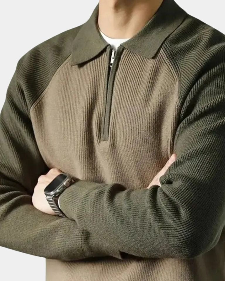 Peter™ | Vetoketjullinen collegepaita ja raglanhihat