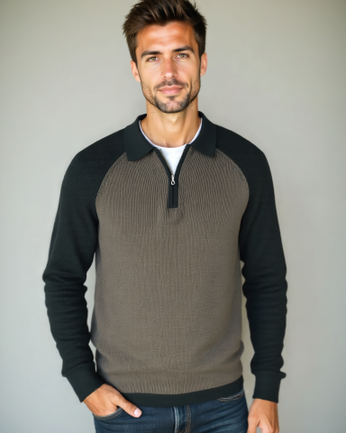 Peter™ | Vetoketjullinen collegepaita ja raglanhihat