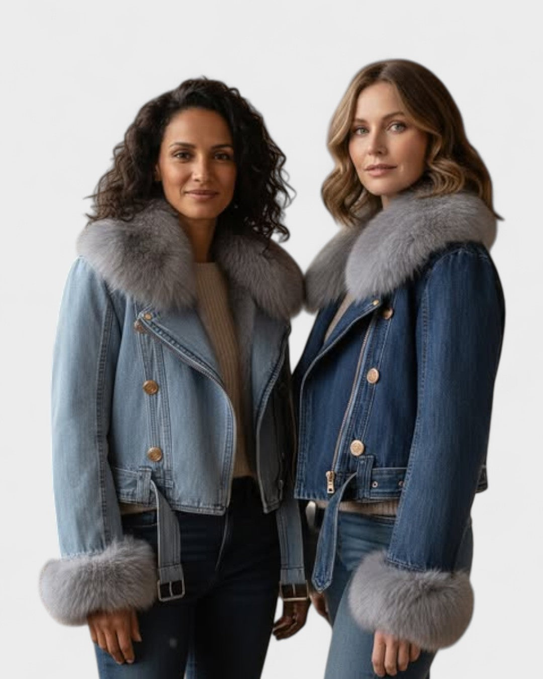 Thyra™ | Denim-takki keinoturkilla