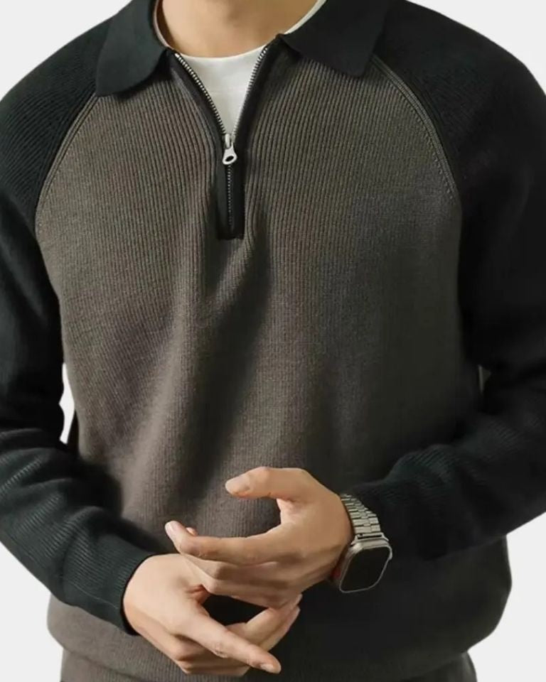 Peter™ | Vetoketjullinen collegepaita ja raglanhihat